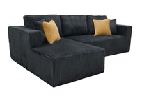 Full Compressed Corduroy Upholstered Sectional - No Assembly Needed