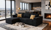 Full Compressed Corduroy Upholstered Sectional - No Assembly Needed