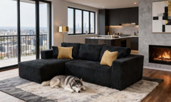 Full Compressed Corduroy Upholstered Sectional - No Assembly Needed