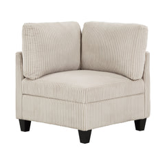 Modern Living Room Furniture Beige Corner Seat with Storage Corduroy Fabric Upholstery 1pc Modular piece