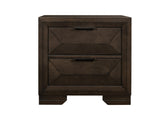 Contemporary Design 2-Drawers Nightstand 1pc Bedroom Furniture Warm Espresso Finish Raised Panel Front