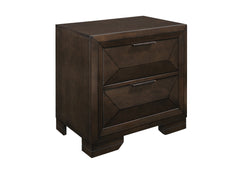 Contemporary Design 2-Drawers Nightstand 1pc Bedroom Furniture Warm Espresso Finish Raised Panel Front