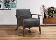 Modern Home Furniture 1pc Accent Chair Cushion Seat Back Dark Gray Upholstery Solid Wood Frame