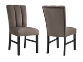 Beautiful Black/Brown Dining Chair Mocha-toned Fully Upholstered Channel-tufted Microfiber Set of 2