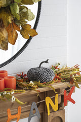 Set of 2, 6.5x6.5x6"H Chenille Weighted Pumpkin Gray, Pumpkin Ornament Decor for Holiday Harvest Festival Fall Festival & Thanksgiving