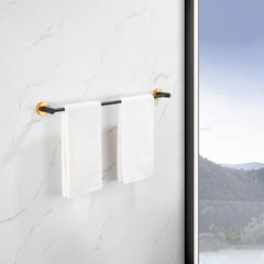 Bathroom Hardware Set, Thicken Space Aluminum 3 PCS Towel bar Set- Black Gold 16-27 Inches Adjustable Bathroom Accessories Set
