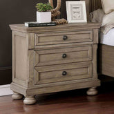 Transitional Style 1pc Nightstand Gray Finish Hidden Drawers USB Port Bun Feet Gray Finish Bedroom Furniture