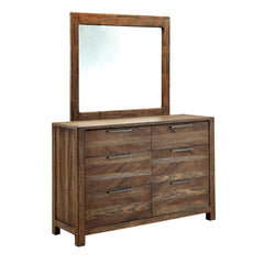 Contemporary 1pc Dresser Only Felt-Lined Top Drawers Black Bar Pull Rustic Natural Tone Bedroom Furniture