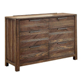 Contemporary 1pc Dresser Only Felt-Lined Top Drawers Black Bar Pull Rustic Natural Tone Bedroom Furniture