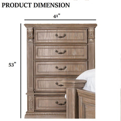 Transitional Style 1pc Chest Weather Oak Finish Dentil Molding Curved Detail Bedroom Furniture