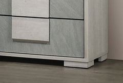 Contemporary Style French Dovetail Drawer Chest 1pc Two Tone Design Center Metal Glides Wooden Panels White Wash And Stone Gray Finish Bedroom Furniture