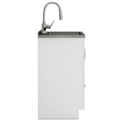 Reed - Deluxe 24" Laundry Cabinet with Pull-out Faucet and Stainless Steel Sink - White