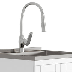 Reed - Deluxe 24" Laundry Cabinet with Pull-out Faucet and Stainless Steel Sink - White