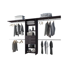 FM FURNITURE Geek Modular Closet Organizer System with Hanging Rods, Shelves, and Drawers , Wengue