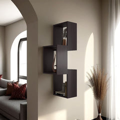 Stormi Wall-Mounted Geometric Shelf Unit, Wenge