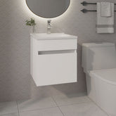 FM FURNITURE Belle Bathroom Floating Vanity with Sink, 1 Door, White