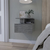 Augusta Floating Nightstand with 2-Tier Shelf and 1-Drawer
