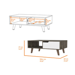 Hamburg Coffee Table 2.0 , One Open Shelf, One Drawer