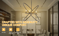 29"L X 15"W X 37.5"H 4 Led Matte Black Atom Brass Metal Pendant