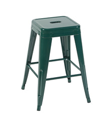 24 Inch Counter Height Stool, Backless Metal Bar Stools Set of 4, Non-Stackable, Detachable & Easy Assembly, Space-Saving Design for Kitchen Island/Bar/Café/Dining Room (Emerald Green)