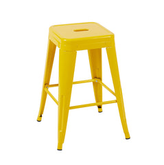 24 Inch Counter Height Stool, Backless Metal Bar Stools Set of 4, Non-Stackable, Detachable & Easy Assembly, Space-Saving Design for Kitchen Island/Bar/Café/Dining Room (Yellow)