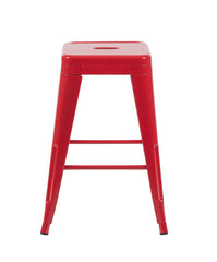 24 Inch Counter Height Stool, Backless Metal Bar Stools Set of 4, Non-Stackable, Detachable & Easy Assembly, Space-Saving Design for Kitchen Island/Bar/Café/Dining Room (Red)