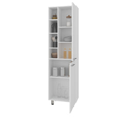 Kitchen Pantry 80.30" H 2 Doors, 9 Shelves, 4 Legs, White - Kitchen