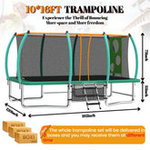 10X16FT Outdoor Square Trampolines for Kids Adults Long Rectangular Tumbling Trampoline
