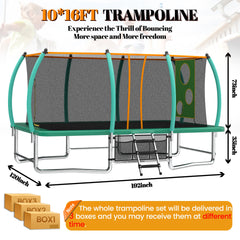 10X16FT Outdoor Square Trampolines for Kids Adults Long Rectangular Tumbling Trampoline