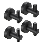 Round Base Wall Hanging Hook with Screws- Matte Black Hook, 4 Pack, for Entry Shoe Cabinet, Wardrobe Bathroom Bedroom Furniture Hardware