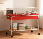 Two-Story Small Animal Cage Removable from Stand, 39" x 20.5" x 36.5", Red