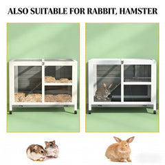 Bunny Cage with Wheels,Small Rabbit Hutch,Spacious Pet House