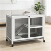 Bunny Cage with Wheels,Small Rabbit Hutch,Spacious Pet House