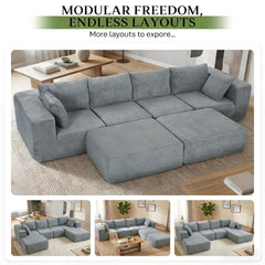 Modern Conversation Couch,Boneless U-Shape Sectional Couch,Modular Sectional Sofa
