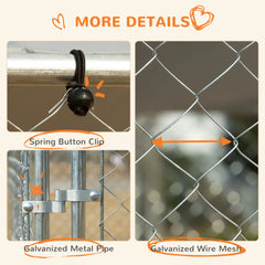 Steel Dog Fence w/ Canopy Dog Kennel 157.5" L x 157.5" W x 91.25" H