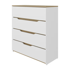 Drawer Dresser 35"H, Four Drawers, Superior Top, White / Light Oak