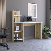 Writing Desk, Four Shelves, White / Pine