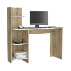 Writing Desk, Four Shelves, White / Pine