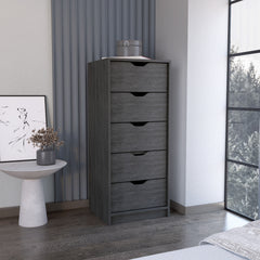 Dresser 42H inch 5 Drawers Narrow Dresser, Slim Storage Chest of Drawers, Bedroom, Smokey Oak
