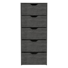 Dresser 42H inch 5 Drawers Narrow Dresser, Slim Storage Chest of Drawers, Bedroom, Smokey Oak