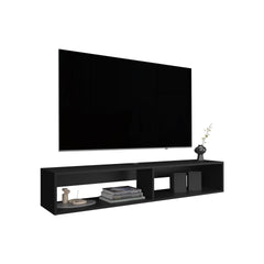 TV Stand 10.4" H, with 2 Shelves, Black