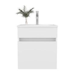 Bathroom Vanity with Sink, 1 Door, White