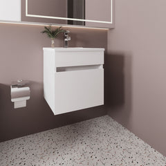 Bathroom Vanity with Sink, 1 Door, White
