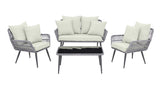4-Piece Conversation Set in Gray and Cream