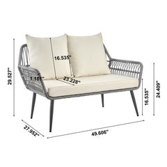 4-Piece Conversation Set in Gray and Cream