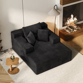 64.96-inch Indoor Recliner, Extra Large Upholstered Sofa Bed, Modern Deep-Seat Sofa, Comfortable Corduroy Sleep Bed, Suitable for Living Room and Bedroom, No Assembly Required (Black)