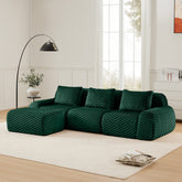 114" Modern L-Shaped Modular Sectional Sofa for Living Room,Flannelette Fabric,Oversized 3-Seater Couch,Deep Seat,Boneless sofa,Movable Ottoman,Buckle connection,Anti-slip Design,No Assembly,Green