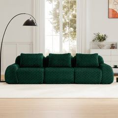 114" Modern Modular Sectional Sofa for Living Room,Flannelette Fabric,Oversized 3-Seater Couch,,Deep Seat,Deep Seat,Boneless sofa,Buckle connection,Anti-slip Design,No Assembly,Green