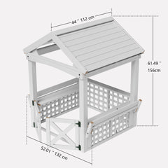 Modern Outdoor Wooden Playhouse for Children Waterproof Design with Comfortable Bench and Attractive Door for Christmas Day