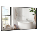 60"x40" Oversized Modern Rectangle Bathroom Mirror with Black Frame Decorative Large Wall Mirrors for Bathroom Living Room Bedroom Vertical or Horizontal Wall Mounted mirror with Aluminum Frame